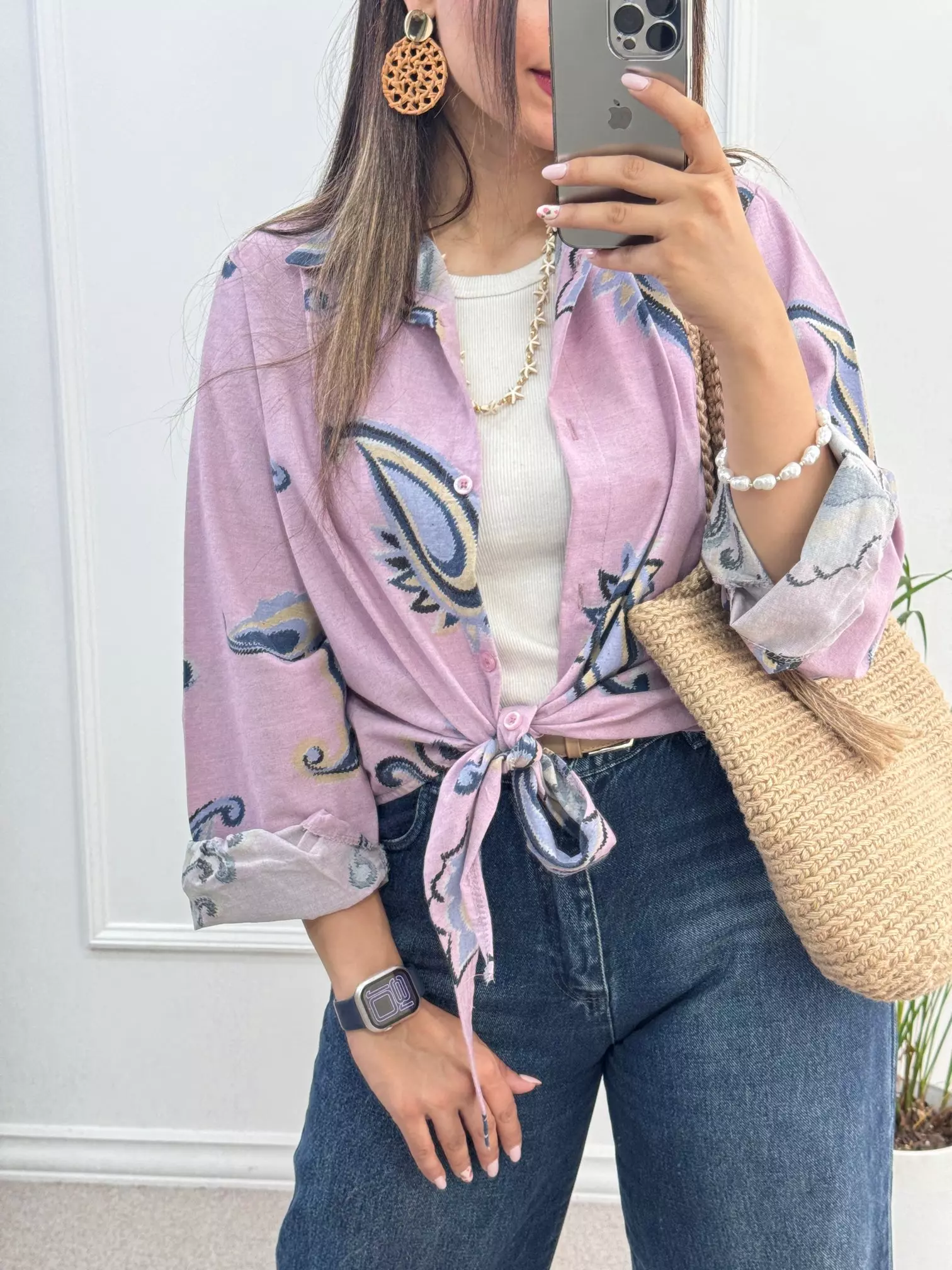 شومیز لینن گره ای ایتالیایی